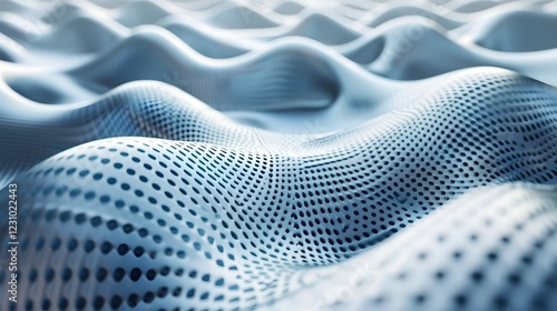 Wallpaper Mural Abstract representation of flowing waves with a dotted texture in a blue color scheme. Torontodigital.ca