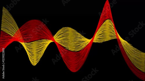 antastic video animation with particle stripe object in slow motion. 4K Waves lines. Neon particles. Wavy background.Abstract wave of musical sounds.  photo