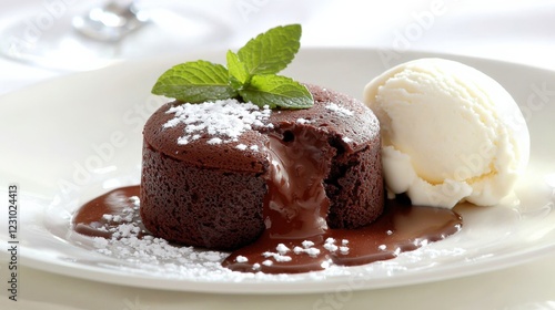 Cuadro en lienzo Indulging in decadent chocolate lava cake restaurant dessert gourmet cuisine ele