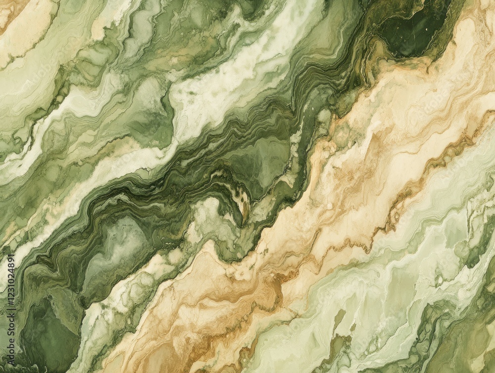 Abstract green and beige marble texture with fluid pattern and organic shapes Abstract green and beige marble texture with fluid pattern and organic shapes