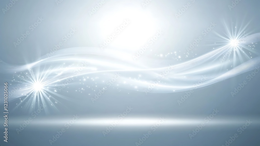 Abstract Light Waves with Glowing Stars Background Abstract Light Waves with Glowing Stars Background