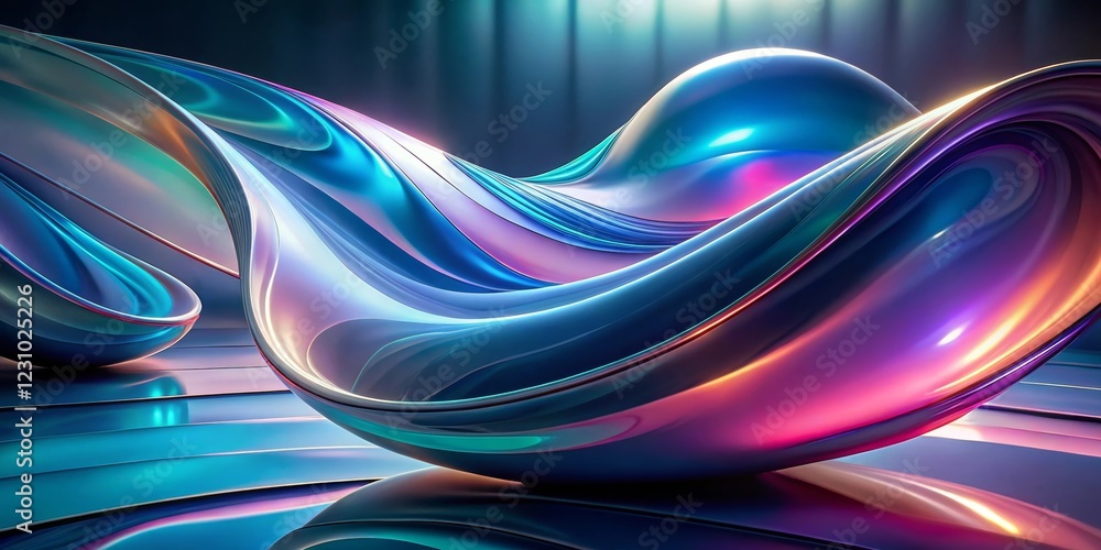 Abstract Liquid Forms, Iridescent, Reflective, Background Wallpaper Abstract Liquid Forms, Iridescent, Reflective, Background Wallpaper