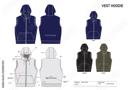 VEST HOODIE BABY TERRY DESIGN MOCKUP
