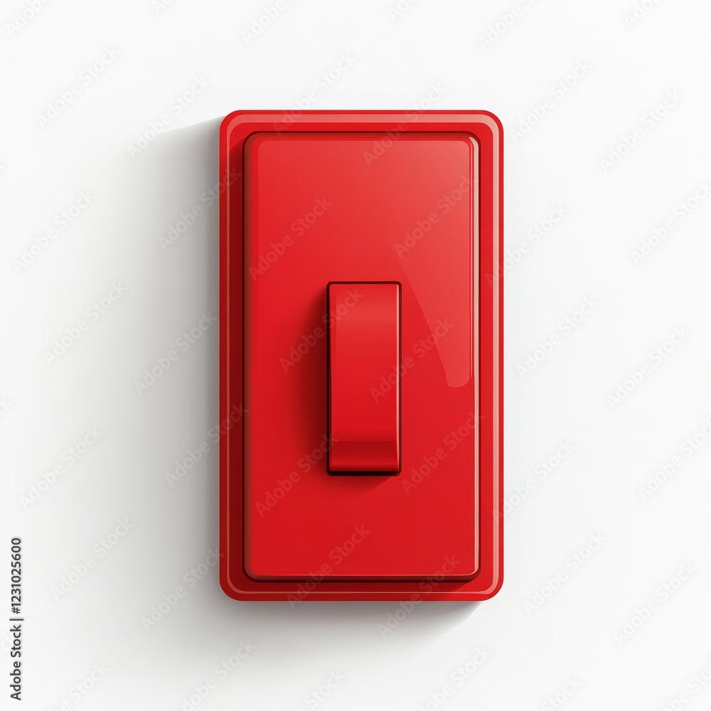 Red rectangular light switch on white background. (1) Red rectangular light switch on white background. (1)