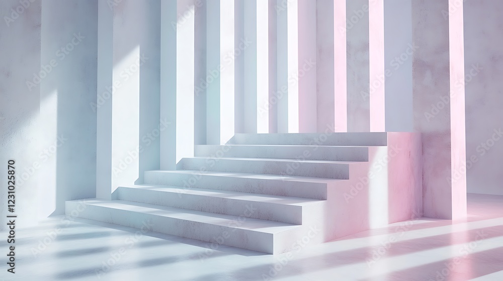 Fototapeta premium Modern Minimalist Staircase Design with Light Pillars
