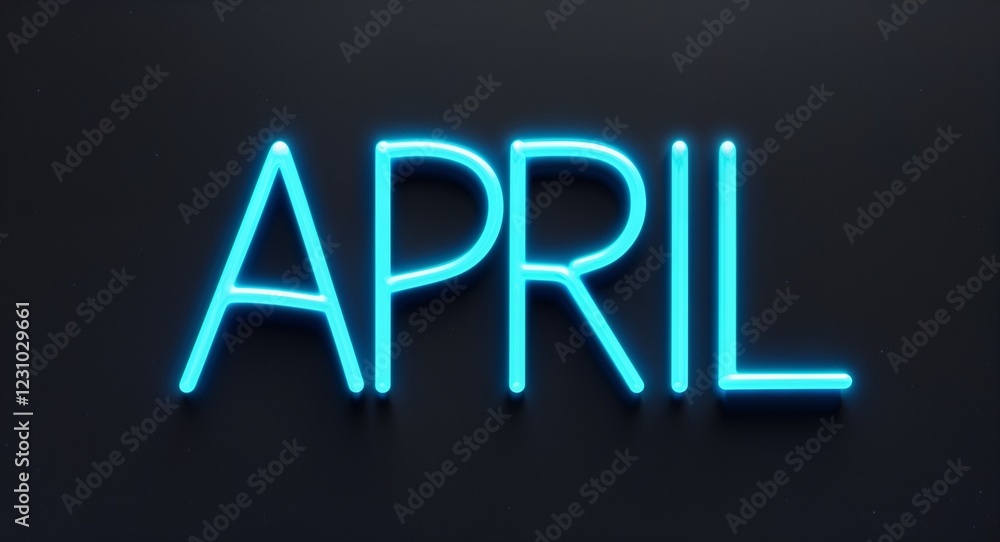 april word lettering with neon blue glow on plain black dark background april word lettering with neon blue glow on plain black dark background