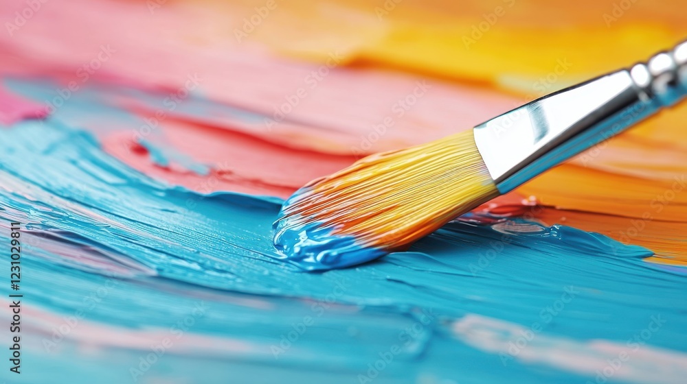 Vibrant colors blend on an artist's palette ready for creation Vibrant colors blend on an artist's palette ready for creation