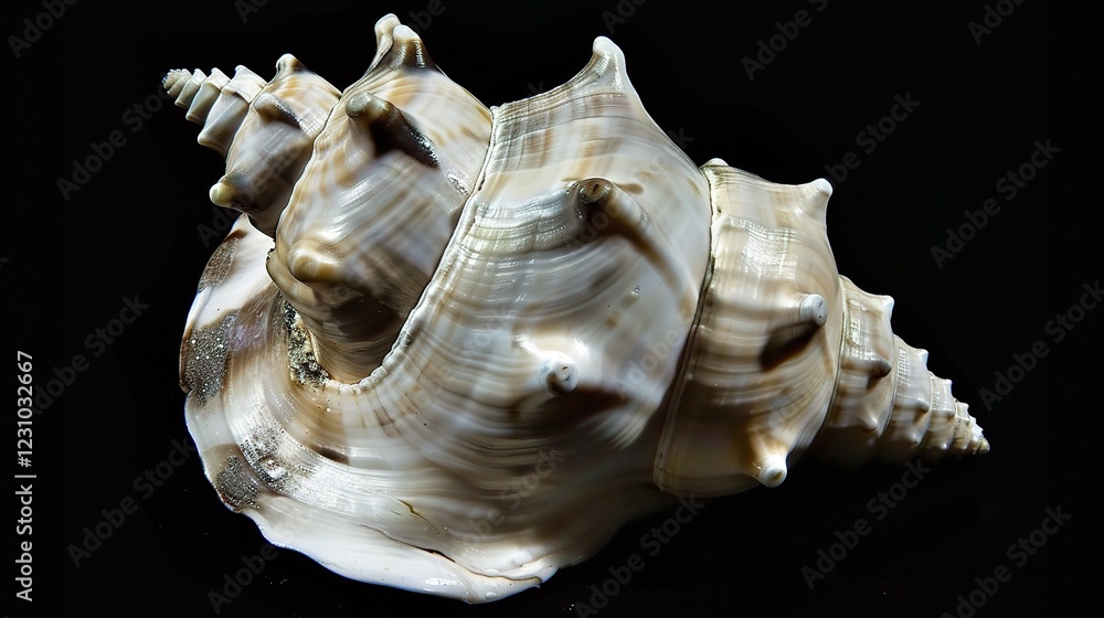 A Captivating Image of a Beautiful Conch Shell. This unique and eye - catching marine mollusk shell, with its spiral shape and intricate patterns A Captivating Image of a Beautiful Conch Shell. This unique and eye - catching marine mollusk shell, with its spiral shape and intricate patterns