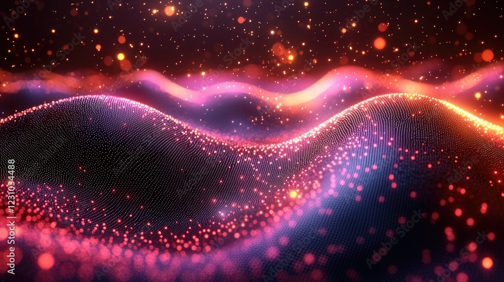 Fototapeta premium Abstract Glowing Particle Wave Digital Art