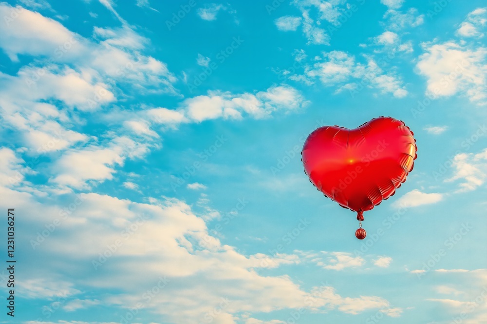 Fototapeta premium Heart-Shaped Balloon in Blue Sky