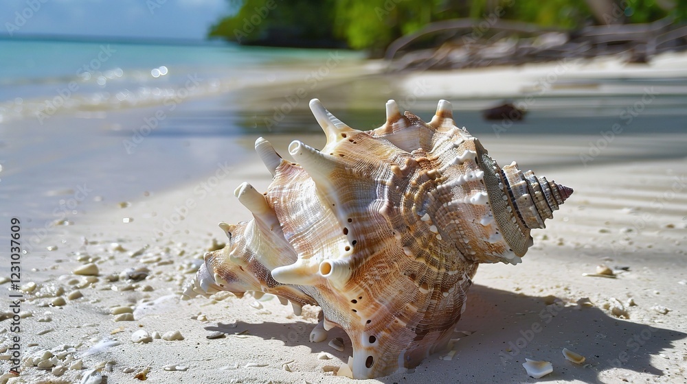 A Captivating Image of a Beautiful Conch Shell. This unique and eye - catching marine mollusk shell, with its spiral shape and intricate patterns A Captivating Image of a Beautiful Conch Shell. This unique and eye - catching marine mollusk shell, with its spiral shape and intricate patterns