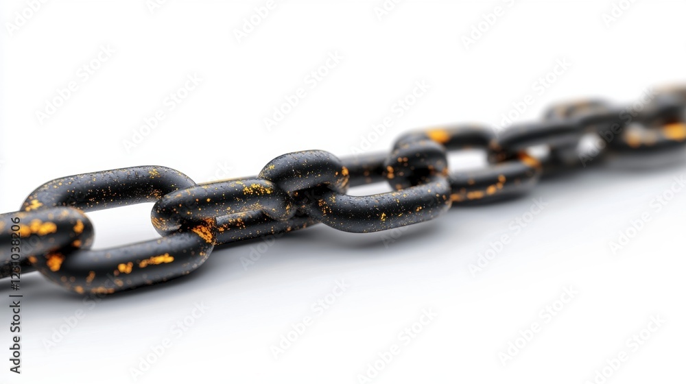 Obraz premium Close-Up of Rusty Metal Chain Links Against White Background