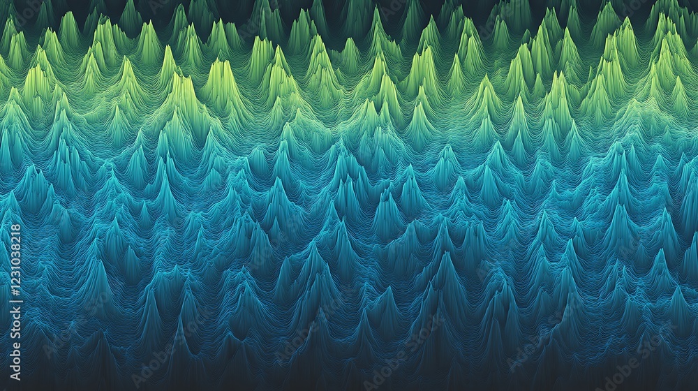 Obraz premium Abstract Green And Blue Wavy Terrain Landscape