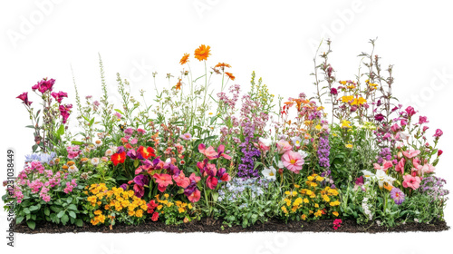 Obraz na płótnie Colorful flower bed blooming in garden with transparent background w salonie