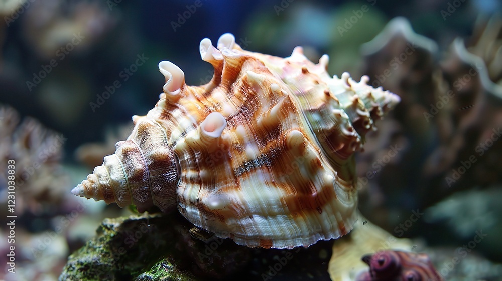 A Captivating Image of a Beautiful Conch Shell. This unique and eye - catching marine mollusk shell, with its spiral shape and intricate patterns A Captivating Image of a Beautiful Conch Shell. This unique and eye - catching marine mollusk shell, with its spiral shape and intricate patterns