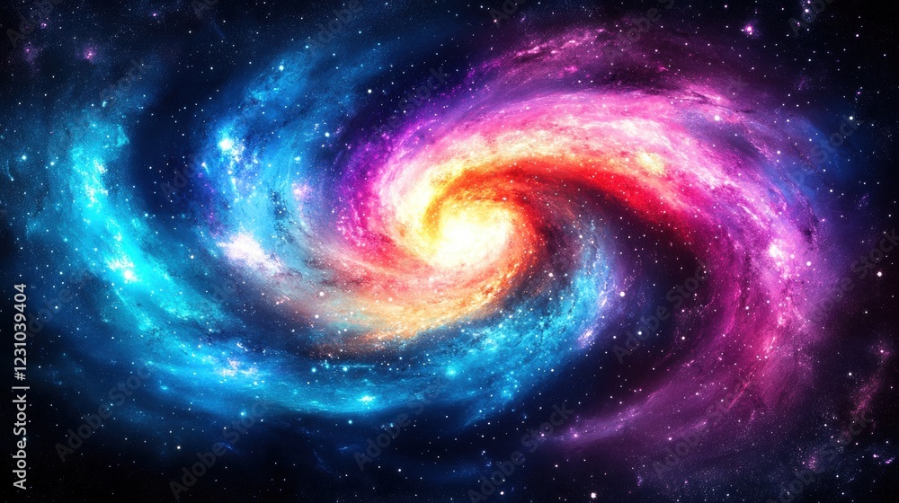 Colorful Swirling Galaxy with Stars and Nebula in Deep Space Colorful Swirling Galaxy with Stars and Nebula in Deep Space