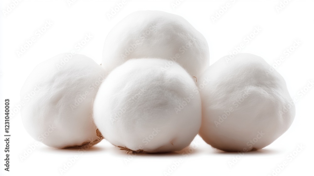 Freshly Harvested White Cotton Bolls Isolated on Bright Background Freshly Harvested White Cotton Bolls Isolated on Bright Background