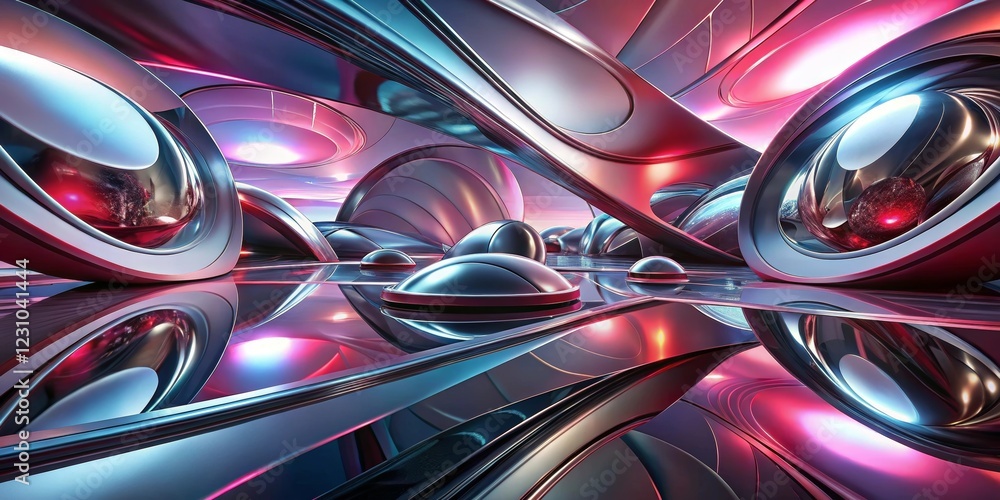 Abstract Reflective Spheres and Glowing Structures