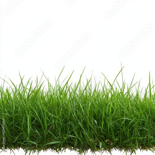 Lush green grass border isolated on white background. (1)
