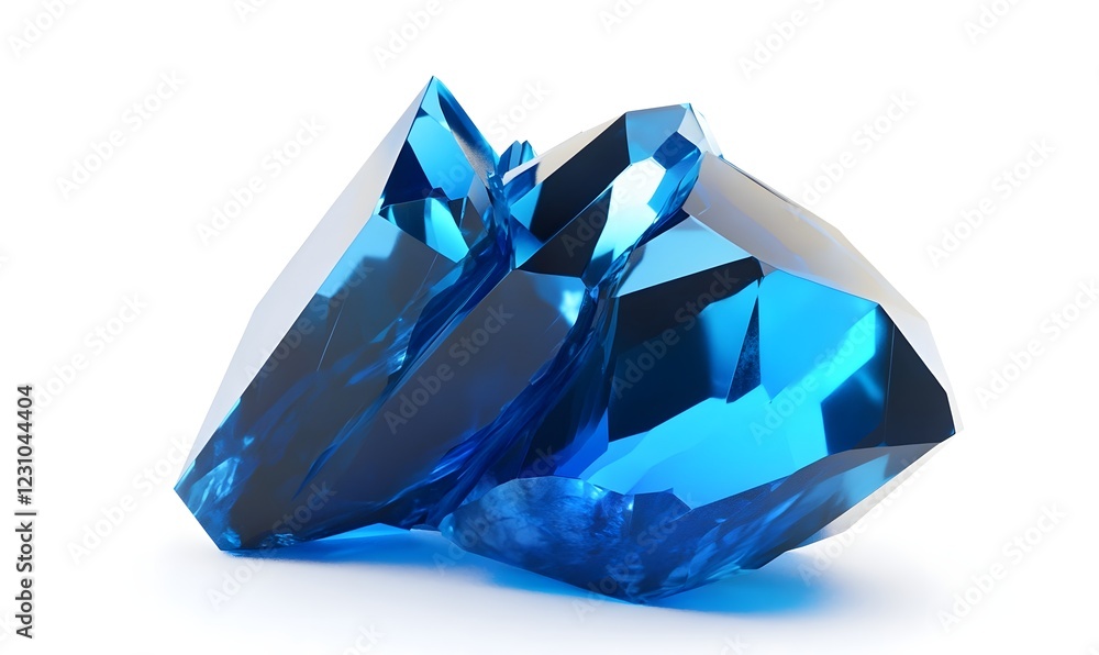 Blue Crystal Cluster, Isolated, Studio, Shiny, Gemstone, 3D Render, White Background, Design Element Blue Crystal Cluster, Isolated, Studio, Shiny, Gemstone, 3D Render, White Background, Design Element