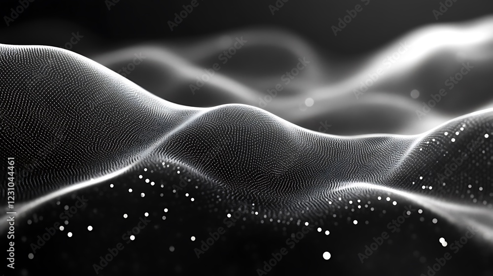 Obraz premium Abstract Digital Landscape with Glittering Points