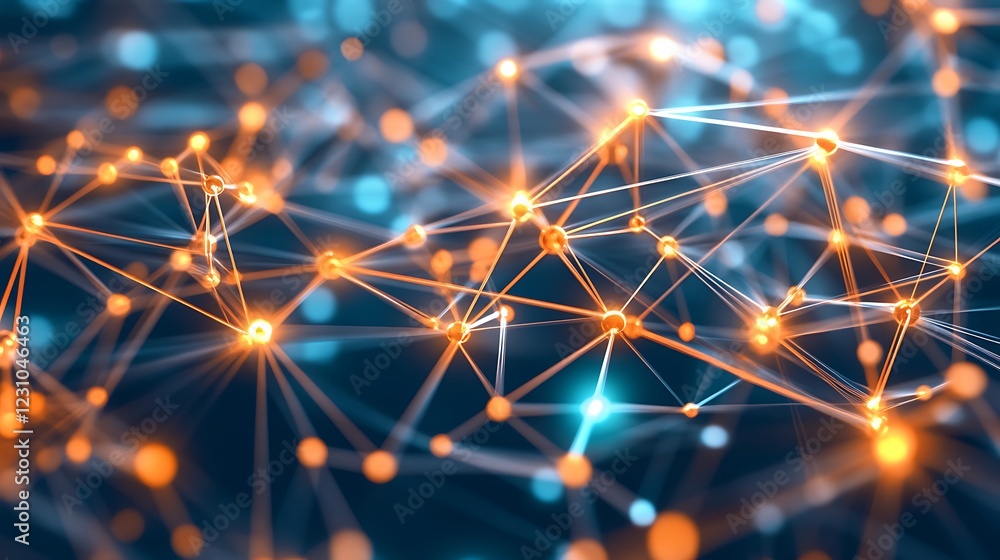 Obraz premium Abstract Network Nodes Connected By Lines
