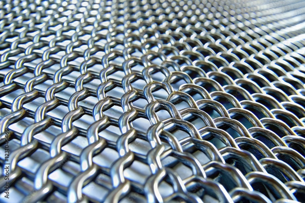 Obraz premium Silver mesh material used for industrial or technical purposes, utilitarian, metallic
