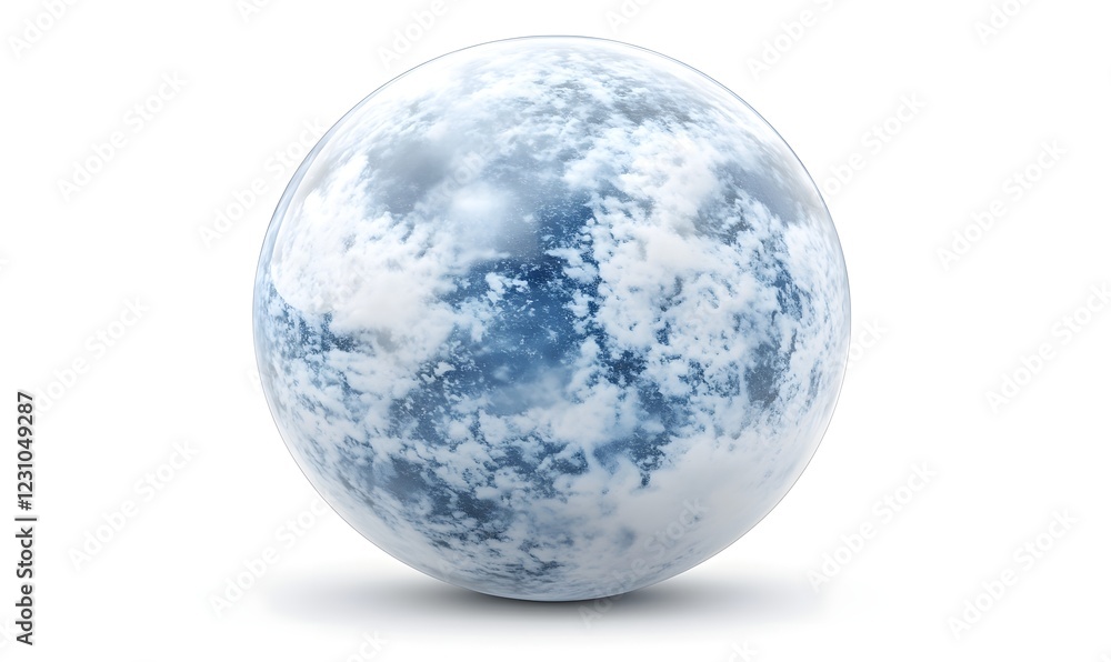 Frozen globe, digital rendering, white background, climate change concept Frozen globe, digital rendering, white background, climate change concept