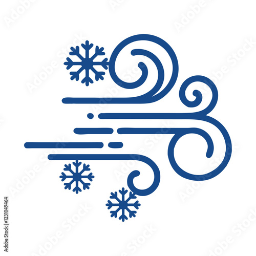 Strong winter wind and snowflakes illustration
