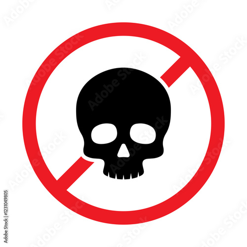 Vector No Skull Sign on White Background