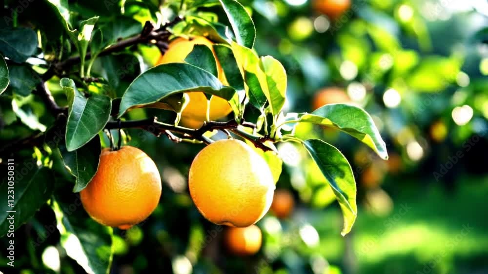 Sunlit Orchard: Ripe Oranges Glowing in the Golden Hour Sunlit Orchard: Ripe Oranges Glowing in the Golden Hour