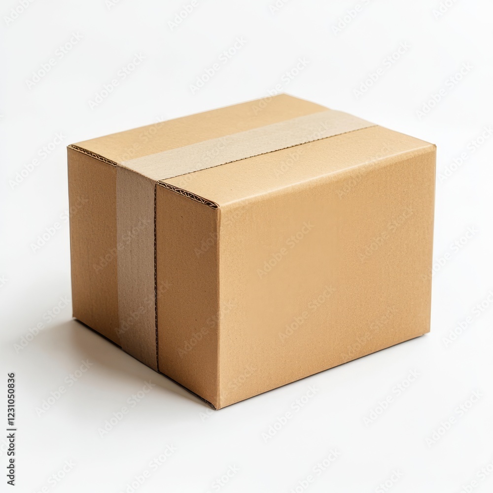 Closed cardboard box sealed with tape on white background. Closed cardboard box sealed with tape on white background.