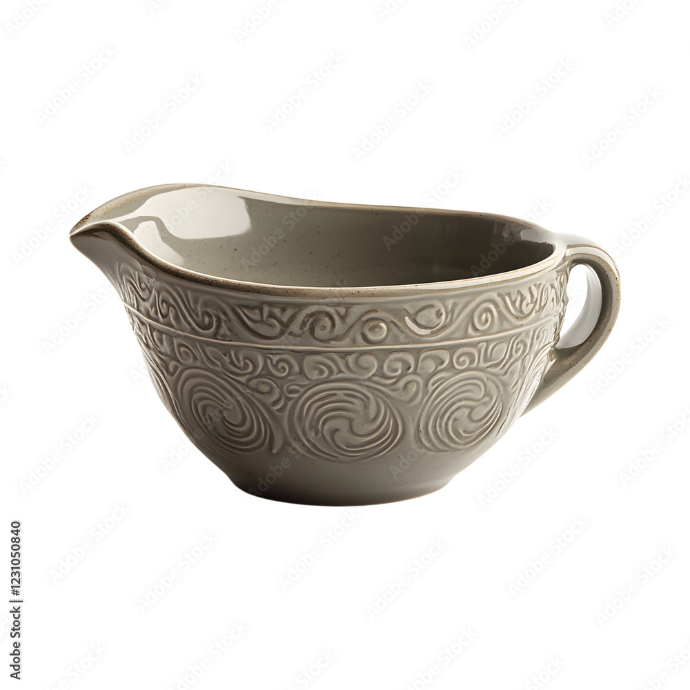 Sleek Ceramic Batter Bowl in White and Grey Isolated on Transparent Background Sleek Ceramic Batter Bowl in White and Grey Isolated on Transparent Background