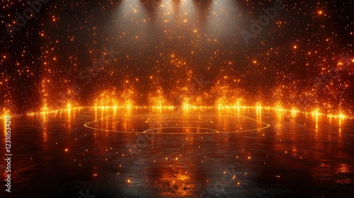 Fiery Embers Illuminate Empty Court