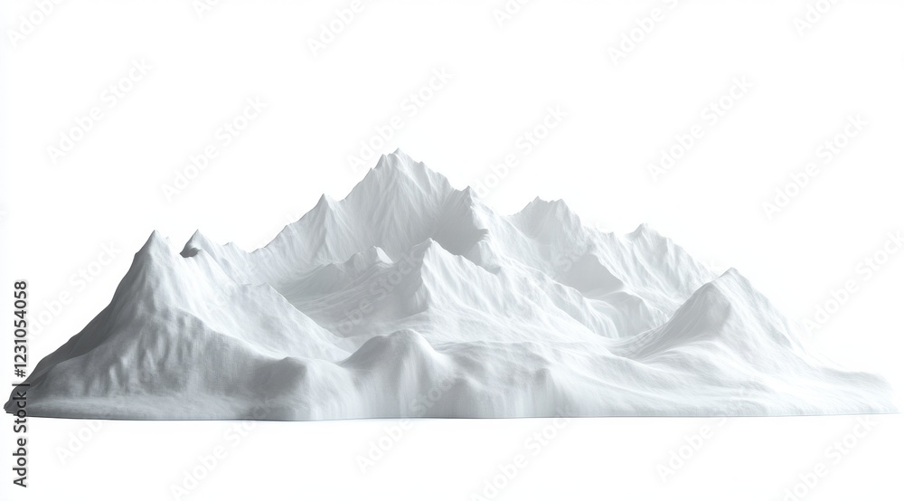 White minimalist 3D mountain range isolated on white background. White minimalist 3D mountain range isolated on white background.