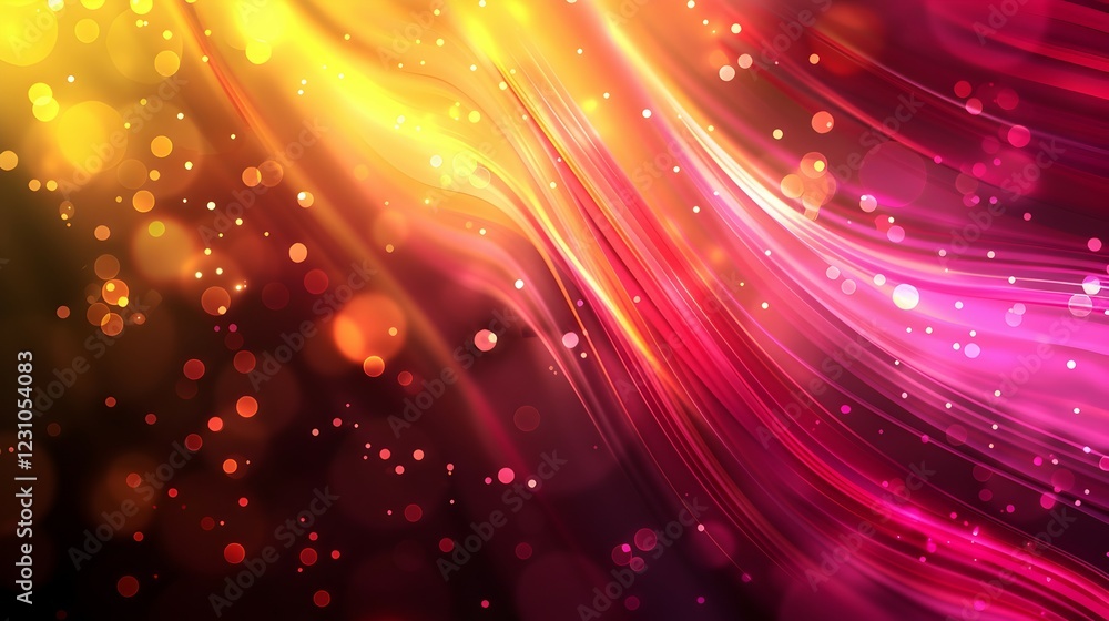 Obraz premium A vibrant abstract background featuring flowing lines and glowing orbs.