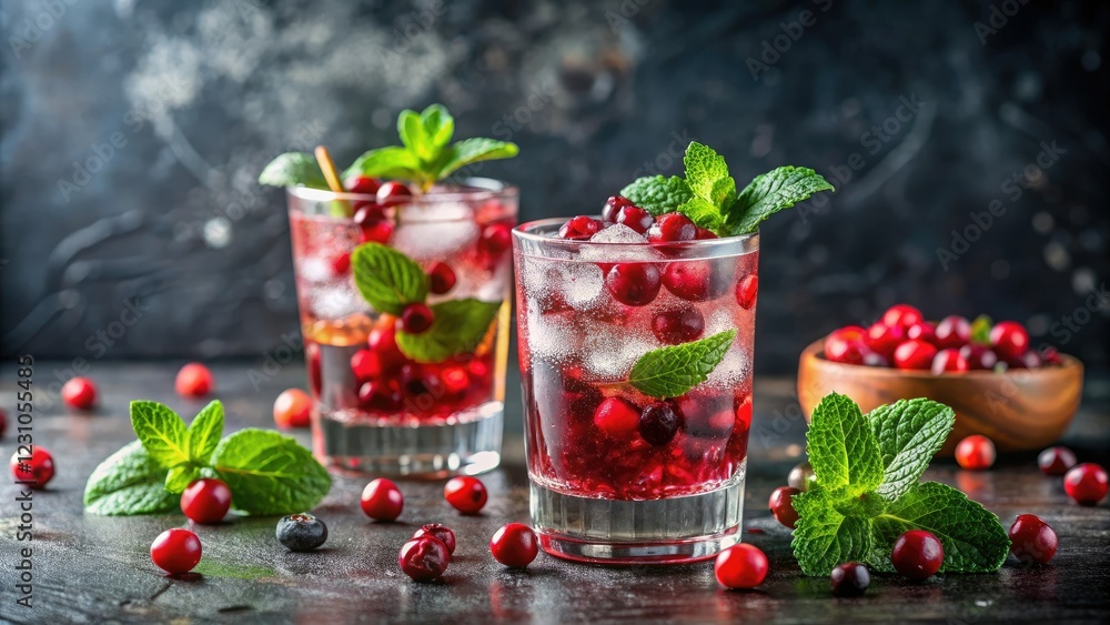 Sparkling Cranberry Spritzer with Fresh Fruit and Mint Leaves, seasonal ingredients, festive gatherings, summer drinks Sparkling Cranberry Spritzer with Fresh Fruit and Mint Leaves, seasonal ingredients, festive gatherings, summer drinks