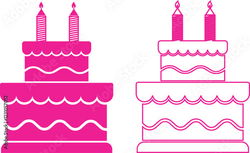 Cakes flat or line icon set collection. Vector of different types of beautiful modern cakes such as chocolate cake, Napoleon cake, tiramisu , eclair and cheesecake. Isolated on transparent background.