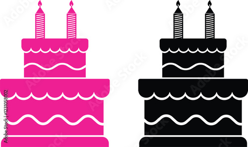 Cakes flat or line icon set collection. Vector of different types of beautiful modern cakes such as chocolate cake, Napoleon cake, tiramisu , eclair and cheesecake. Isolated on transparent background.