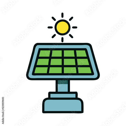 Standalone solar panel generating clean energy illustration