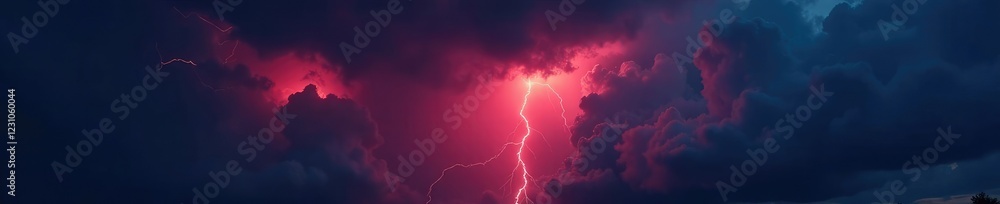 Dark swirling clouds with glowing red lightning, ominous night, stormy weather Dark swirling clouds with glowing red lightning, ominous night, stormy weather