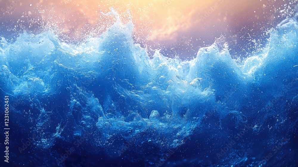 Obraz premium Ocean Wave Crashing Under a Sunset Sky