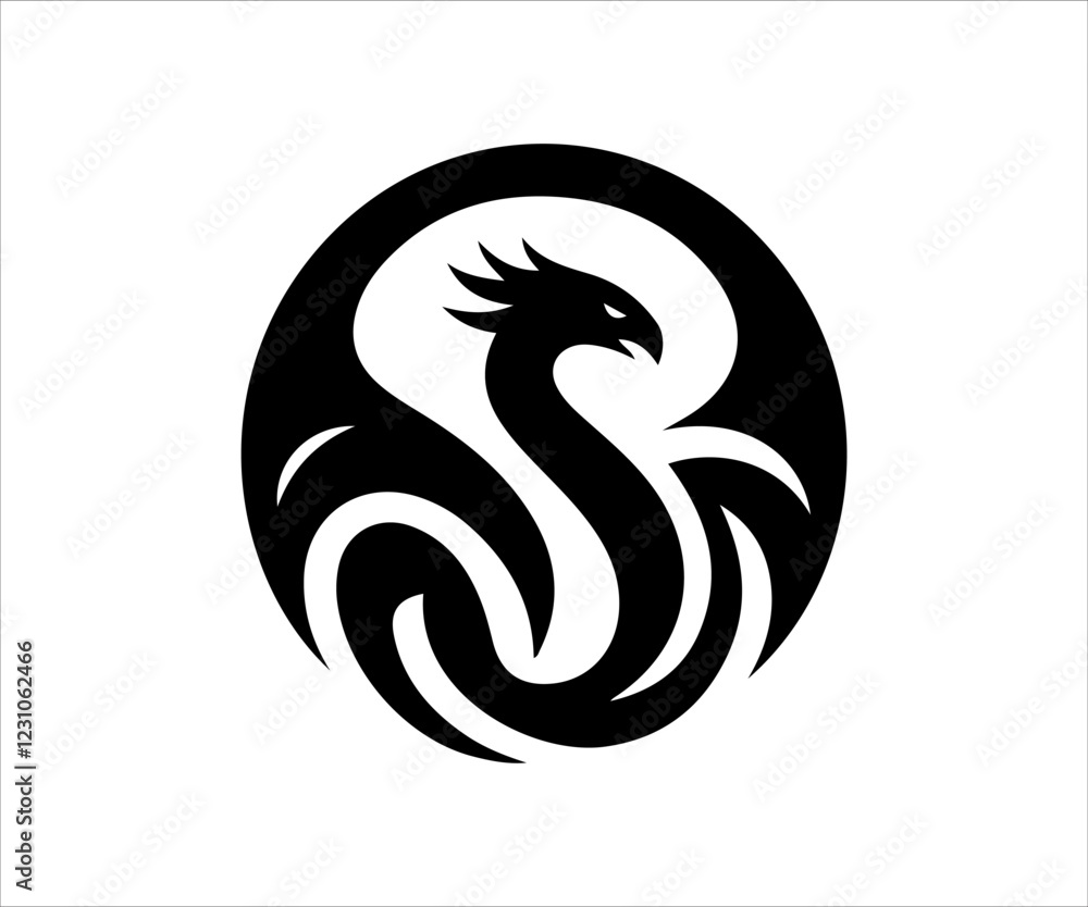 Obraz premium Dragon head vector icon illustration design template. Suitable for logo, brand label, sign, symbol, web, etc