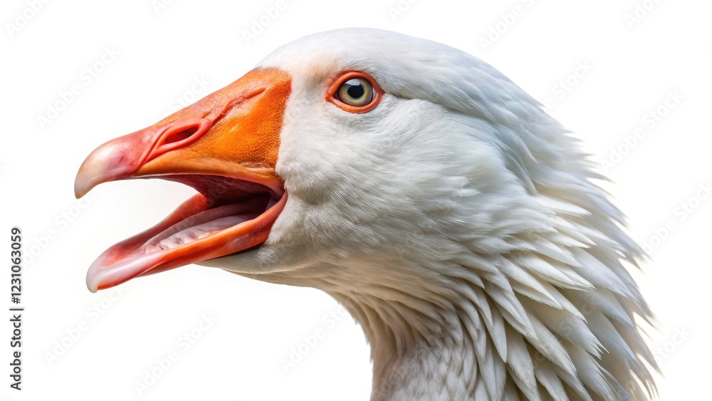 Stunning Portrait of a White Screaming Goose Isolated on Transparent Background, Captivating Wildlife Photography, High-Resolution Image for Nature Lovers and Bird Enthusiasts Stunning Portrait of a White Screaming Goose Isolated on Transparent Background, Captivating Wildlife Photography, High-Resolution Image for Nature Lovers and Bird Enthusiasts