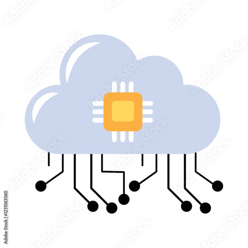 Quantum computing cloud network futuristic system illustration
