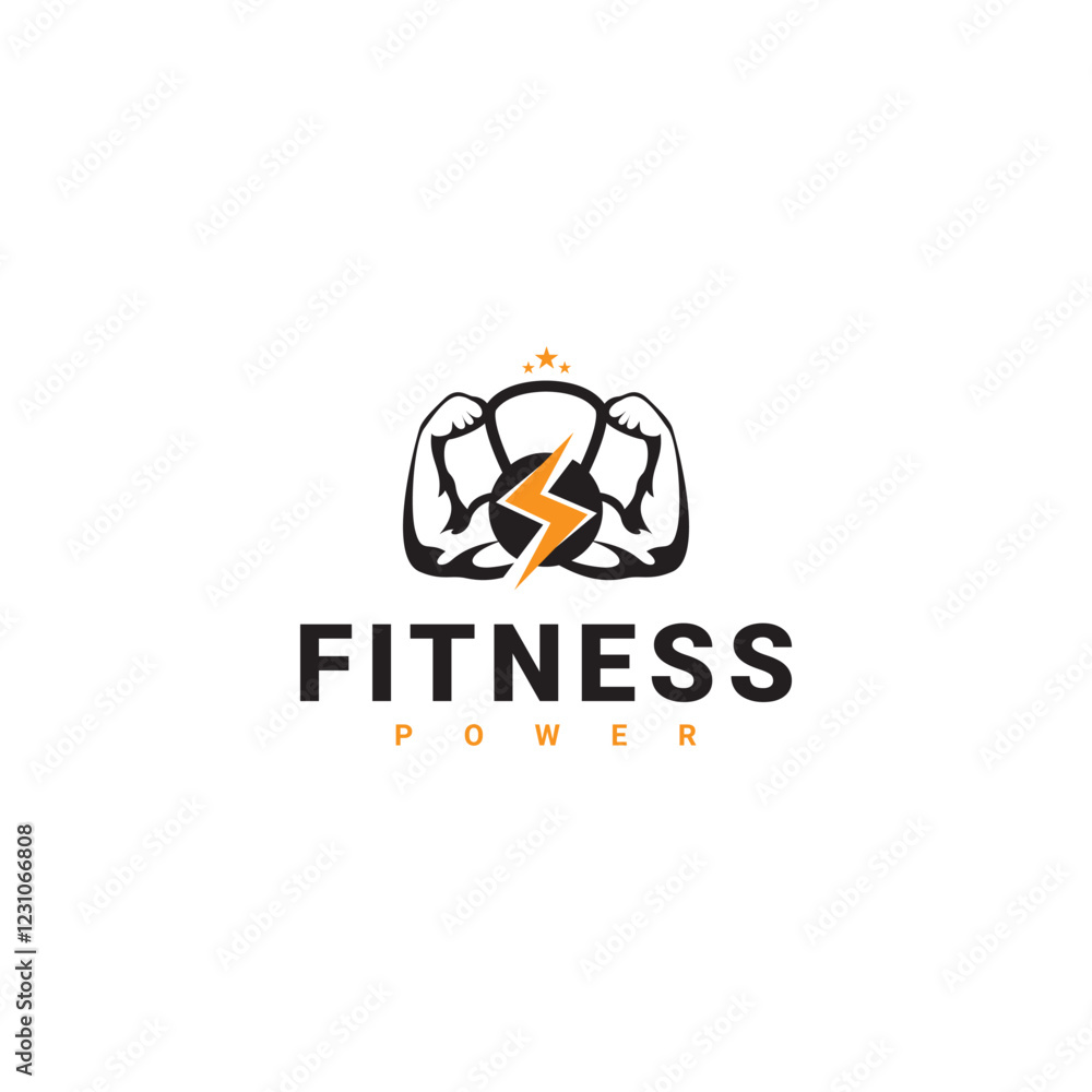 Fototapeta premium Minimalist fitness logo design. Modern and simple fitness, gym, workout and personal trainer logo concept for business design