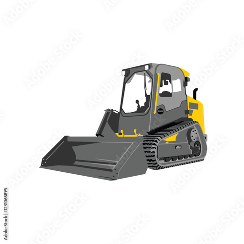 Premium Skid Track Loader Bulldozer Vector Illustration. Best for Construction Related Industry.eps