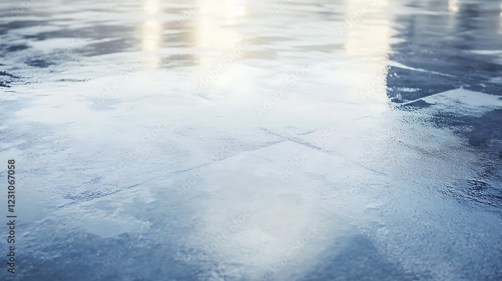 Wet Concrete Surface Reflecting Light and Sky Wet Concrete Surface Reflecting Light and Sky