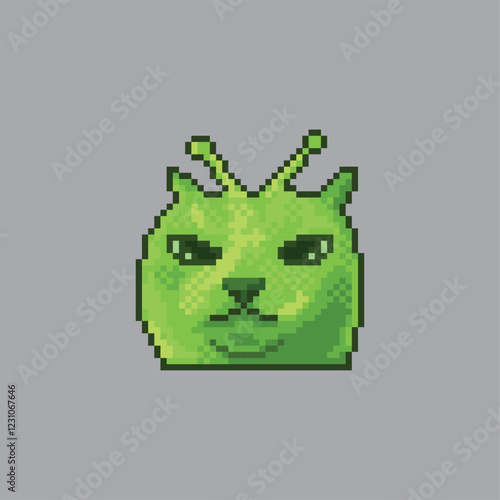 Angry alien cat, pixel art meme