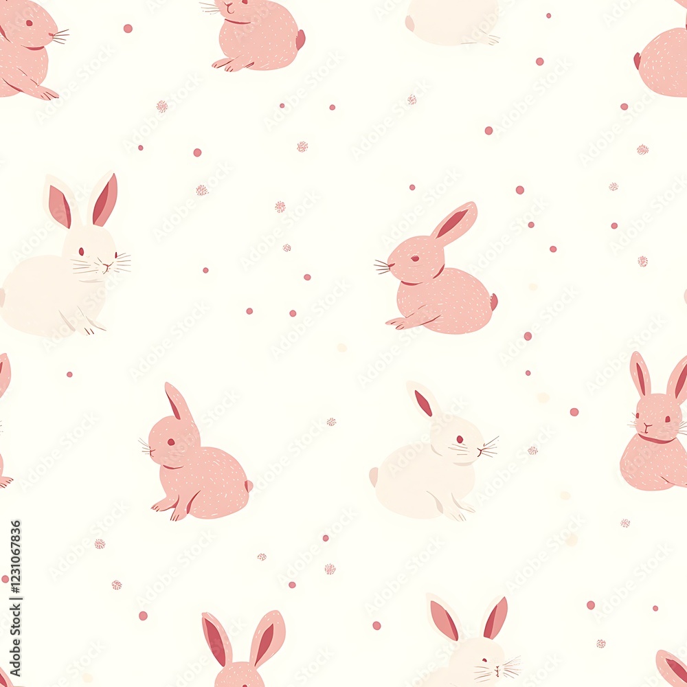 Cute Pink White Bunny Rabbit Seamless Pattern Cute Pink White Bunny Rabbit Seamless Pattern
